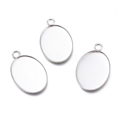 Non-Tarnish 304 Stainless Steel Pendant Cabochons Settings for Fashion Jewelry X-STAS-M283-03P-C-1