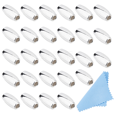 30Pcs Oval 925 Sterling Silver Beads STER-DC0001-71-1