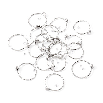 18Pcs 304 Stainless Steel Finger Ring Rhinestone Settings STAS-TA0005-86P-1