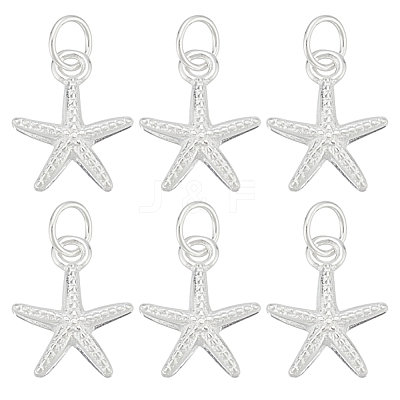 6Pcs 925 Sterling Silver Starfish Charms FIND-HY0004-20-1