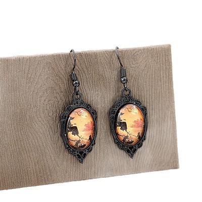 Zinc Alloy Glass Dangle Earrings FS-WG599E5-03-1