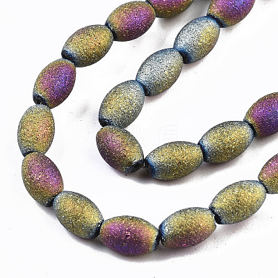 Frosted Electroplate Glass Beads Strands EGLA-N007-001-1
