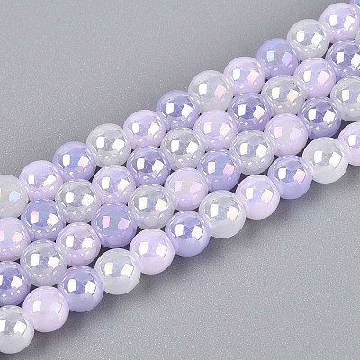 Electroplate Glass Beads Strands X-EGLA-N019-6mm-01-1