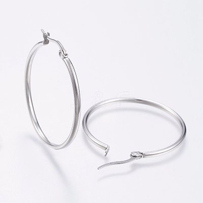 Tarnish Resistant 304 Stainless Steel Big Hoop Earrings X-EJEW-F105-07P-1