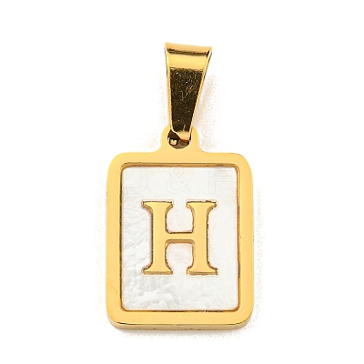 PVD Vacuum Plating 304 Stainless Steel Pave Natural White Shell Pendants STAS-S130-03G-H-1