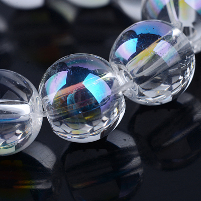 Electroplate Glass Beads Strands X-EGLA-Q062-8mm-A08-1