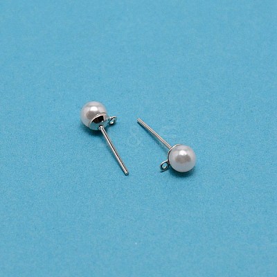 Iron Stud Earring Findings STAS-WH0029-02A-02-1-1