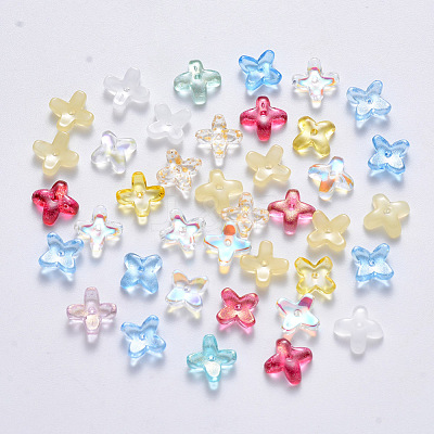 Transparent Spray Painted Glass Beads GLAA-R211-06-1