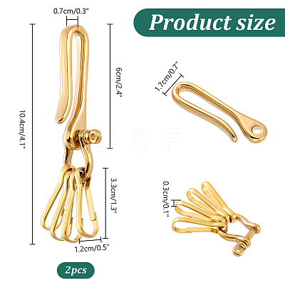 2Pcs Brass Heavy Duty Keychains with 4Pcs Snap Clasps FIND-PH0020-96-1
