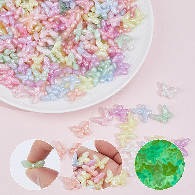 300Pcs Luminous Transparent Acrylic Beads LACR-PA0001-02-1