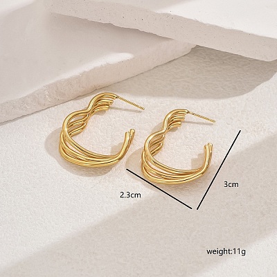 Stylish 201 Stainless Steel Hollow Heart Stud Earrings XH4094-1-1