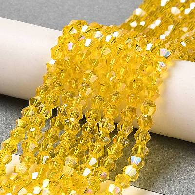 Transparent Electroplate Glass Beads Strands GLAA-F029-4mm-A22-1