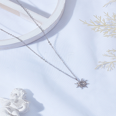 1Pc Zinc Alloy Sun Pendant Cable Chain Necklaces NJEW-LP0003-21P-1