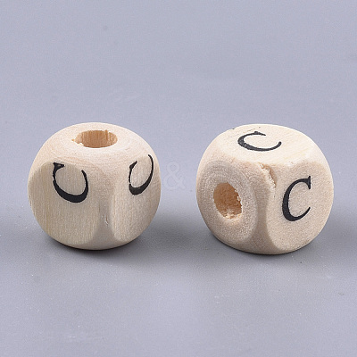 Natural Wooden European Beads WOOD-S055-01B-1