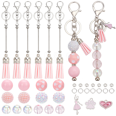 Valentine's Day DIY Iron Bar Beadable Keychain Making Kit DIY-SC0025-95-1