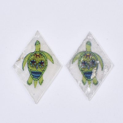 Printed Capiz Shell Pendants SHEL-T016-08J-1