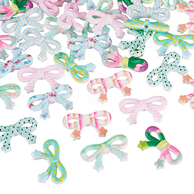 40Pcs 8 Colors Printed Opaque Acrylic Beads MACR-TA0002-65-1