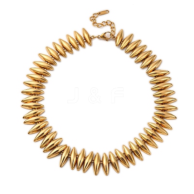 304 Stainless Steel Spiked Horse Eye Beaded Necklaces for Women NJEW-Z080-01G-1
