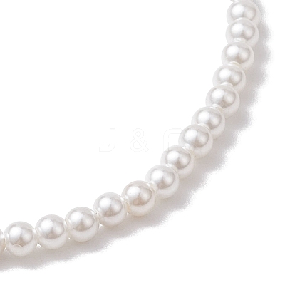 Rond Shell Pearl Beaded Stretch Bracelets for Women BJEW-JB11038-1