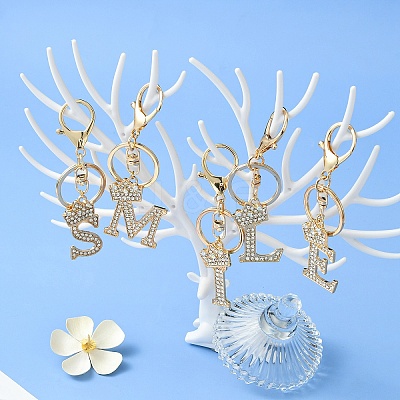 Golden Alloy Rhinestone Keychain KEYC-YW00105-01-1