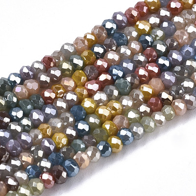 Electroplate Glass Beads Strands X-EGLA-S192-001B-A02-1
