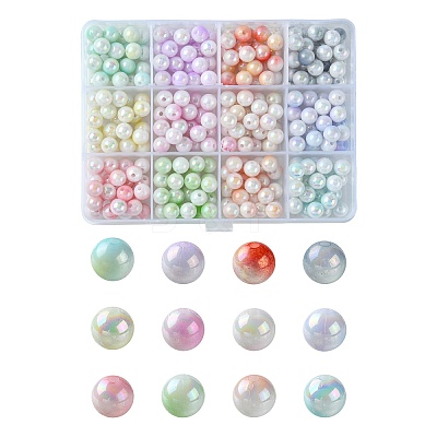300Pcs 12 Colors Two Tone Opaque Acrylic Beads SACR-YW0001-63-1