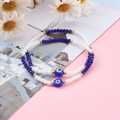 Faceted Glass Beaded Stretch Bracelets BJEW-JB05984-1