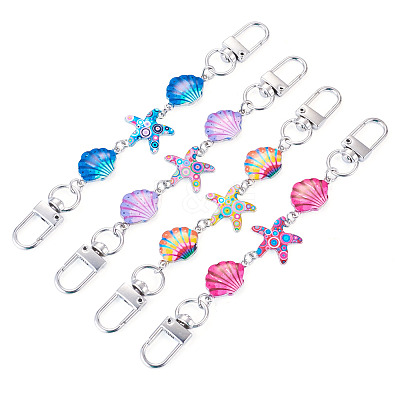 4Pcs 4 Colors Ocean Theme Alloy Enamel Link Purse Strap Extenders AJEW-TA0003-68-1