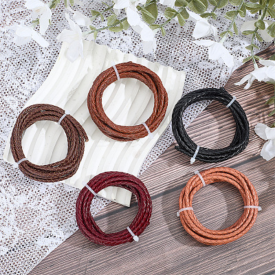 10 Yards 5 Colors Braided Leather Cord WL-CL0001-08-1