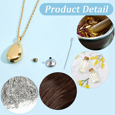 2Pcs 2 Colors 201 Stainless Steel Teardrop Memorial Urn Ashes Pendant Necklaces NJEW-CN0001-21-1