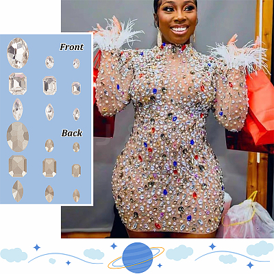450Pcs 9 Style Glass Rhinestone Cabochons GGLA-HY0001-04-1