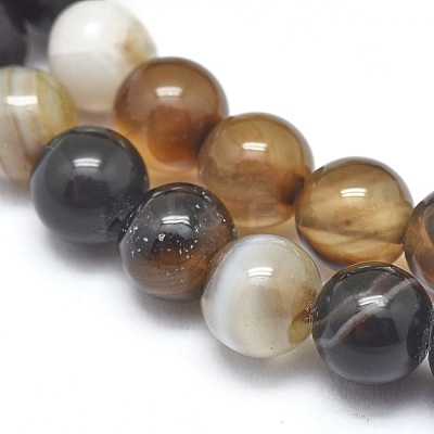 Natural Striped Agate/Banded Agate Beads Strands G-I254-03B-1