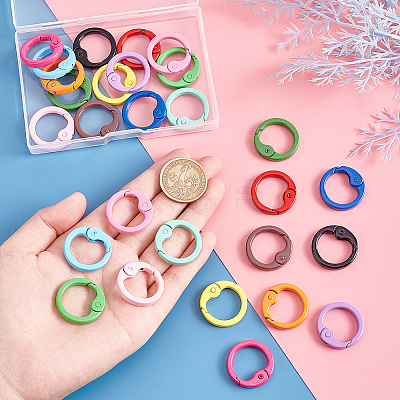 28Pcs 14 Colors Spray Painted Alloy Spring Gate Rings FIND-PH0007-90-1