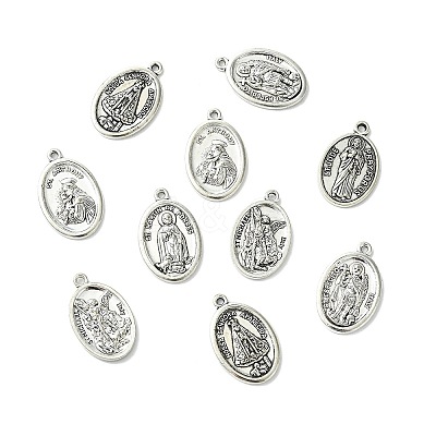 60Pcs 6 Styles Religion Tibetan Style Alloy Pendants FIND-CJ0005-79-1