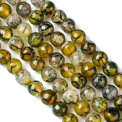 Natural Dragon Veins Agate Beads Strands G-G445-8mm-03-1