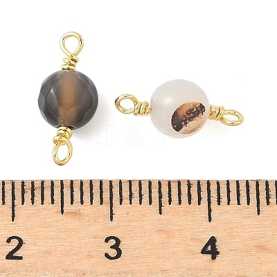 Dyed Natural Agate Faceted Round Connector Charms LS-KK-C097-04G-05-1
