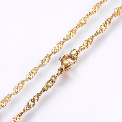 304 Stainless Steel Singapore Chain Necklaces MAK-L015-25E-1