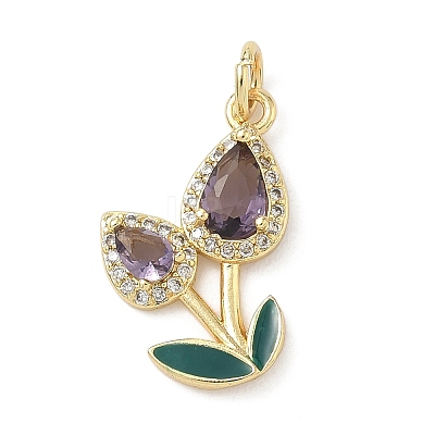 Brass Micro Pave Cubic Zirconia Pendants KK-K368-61G-1