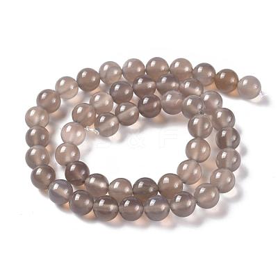 Natural Grey Agate Bead Strands X-G-R193-12-8mm-1