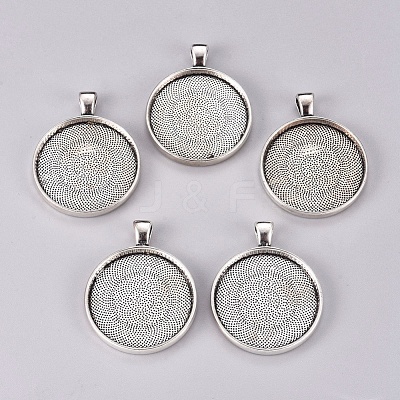 Alloy Pendant Cabochon Settings PALLOY-A13349-AS-NR-1