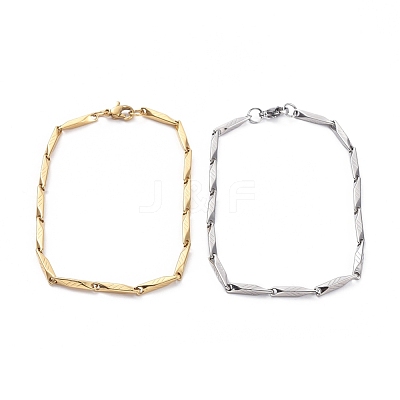Unisex 304 Stainless Steel Bar Link Chain Bracelets BJEW-E372-10-1