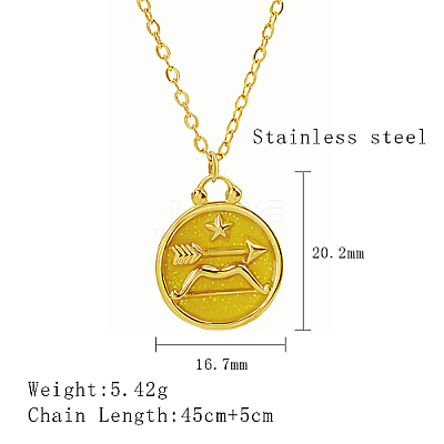 304 Stainless Steel Enamel Constellation Pendant Necklaces DJ0261-12-1-1