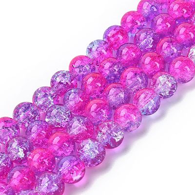 Spray Painted Crackle Glass Beads Strands CCG-Q002-10mm-09-1