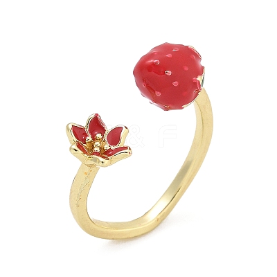 Brass with Enamel Cuff Open Rings for Women RJEW-Q019-01B-G-1