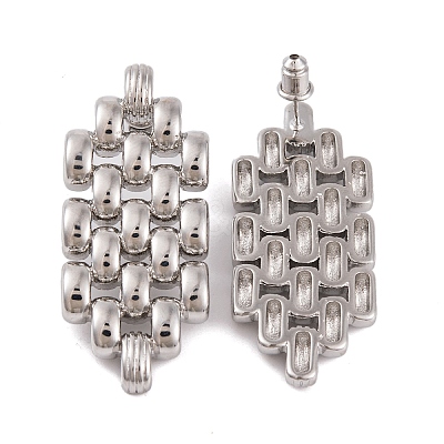Hollow Hexagon Brass Stud Earrings for Women LS-EJEW-G391-12P-1