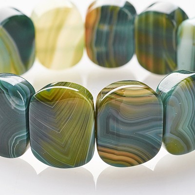 Natural Agate Beaded Stretch Bracelets BJEW-G502-02-1