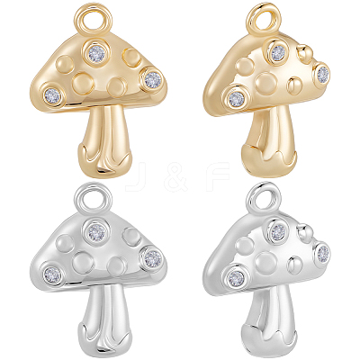 8Pcs 2 Colors Brass Micro Pave Cubic Zirconia Pendants KK-BBC0019-14-1