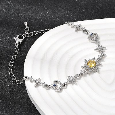 Brass Micro Pave Cubic Zirconia Link Bracelets BJEW-H639-06P-1