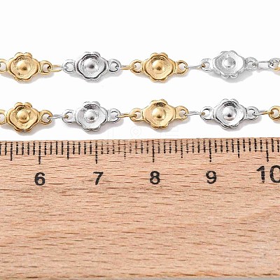5.5MM 304 Stainless Steel Flower Link Chain Necklaces NJEW-P346-01A-1