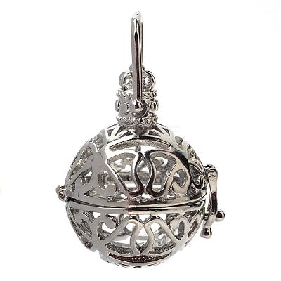 Rack Plating Brass Cage Pendants KK-S751-061P-1